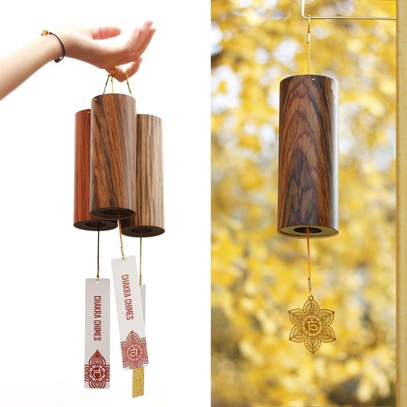 Mowind Chakra Chimes Natural Bamboo Wind Chimes Meditation Chord Windchime Wind Bell for Home Decoration Zen Mindfulness Sacral Chakra - Image 1